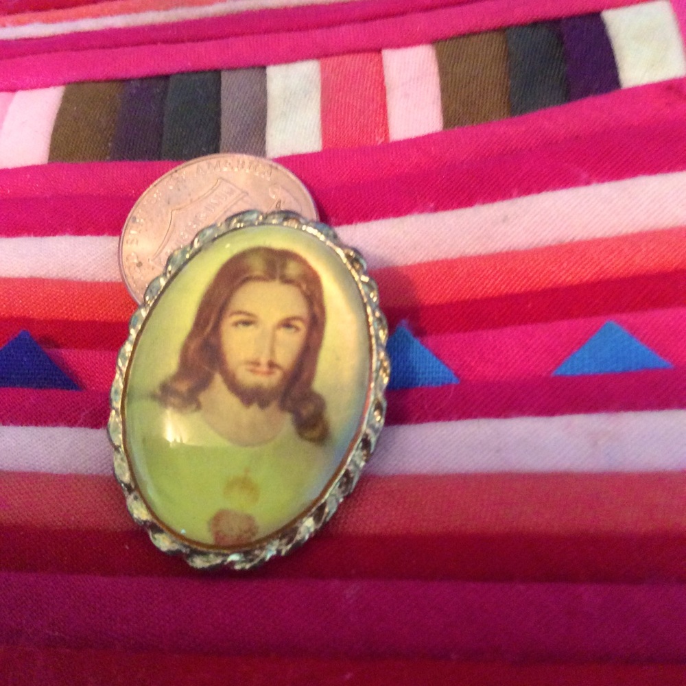 Jesus painting tie tac Vtg rare unisex